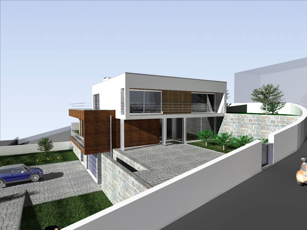 Projecto de Arquitectura de Habitação em desnível, em Lousada, Tipologia T3+1