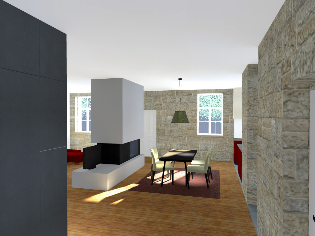 Projecto de Remodelação de Habitação Unifamiliar em Viseu: vista da sala de jantar